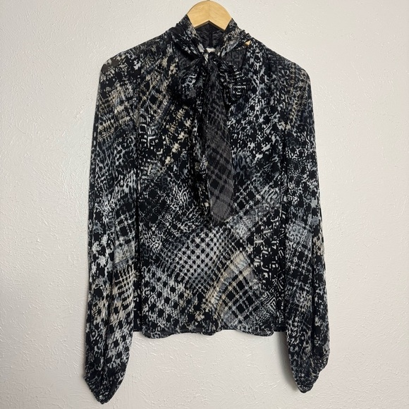 Ramy Brook Printed Bow Neck Blouse - Picture 1 of 8